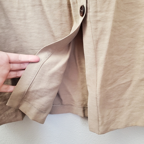 Böhme Tan Knee Pencil Skort wooden buttondown front with pockets side zipper Med - Picture 5 of 8